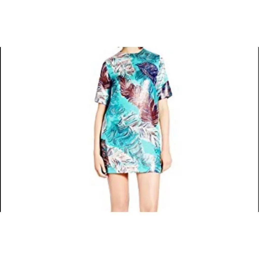Kate Spade Regal Plumes Print Metallic Dress sz 4